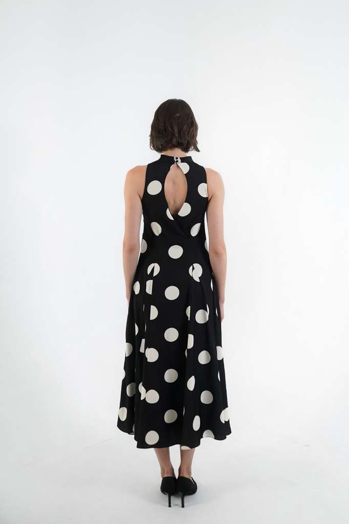 Aurora Open Back Maxi Dress - Ivory Polka Dot
