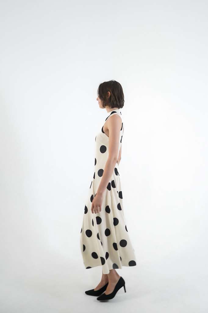 Aurora Open Back Maxi Dress - Ivory Polka Dot