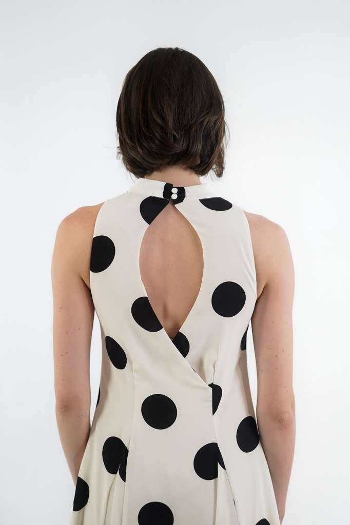 Aurora Open Back Maxi Dress - Ivory Polka Dot