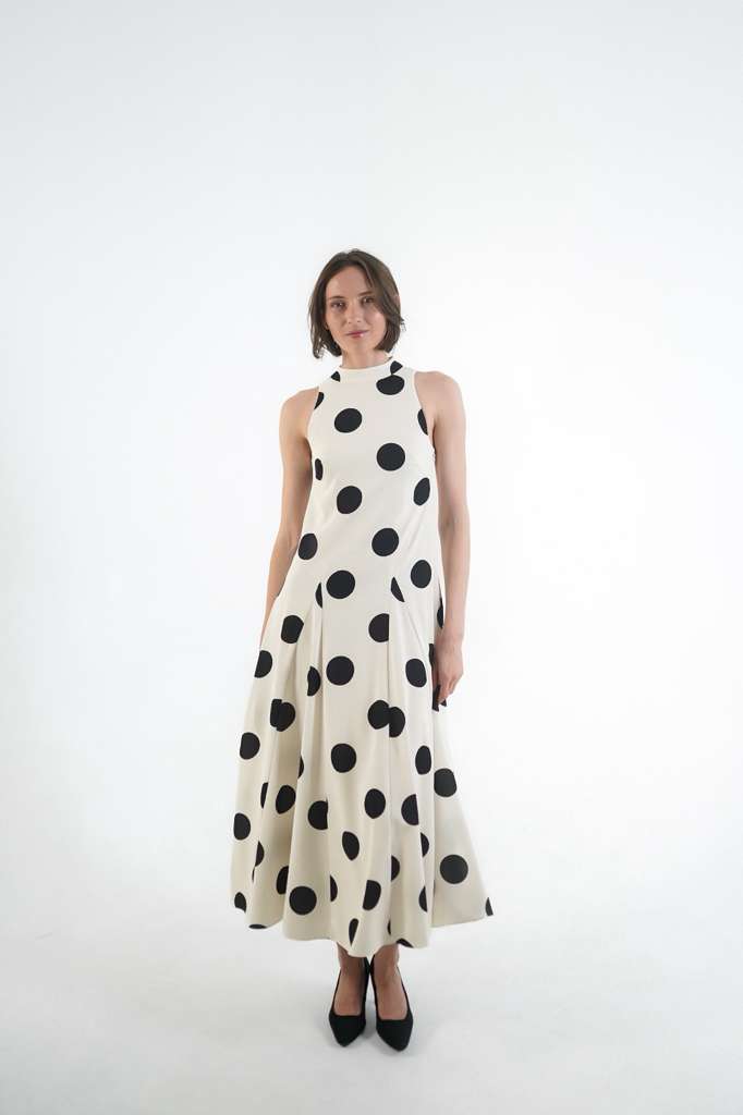Aurora Open Back Maxi Dress - Ivory Polka Dot