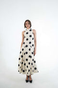 Aurora Open Back Maxi Dress - Ivory Polka Dot